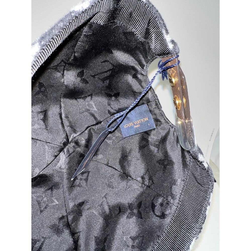 Louis Vuitton Carry On Cap Black Grey Wool Monogram LV Logo Sun Baseball Hat L - Picture 9 of 9